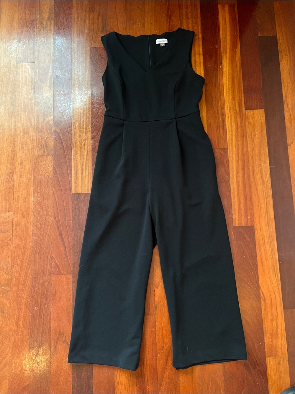 Calvin Klein Black Sleeveless V-Neck Wide-Leg Jumpsuit